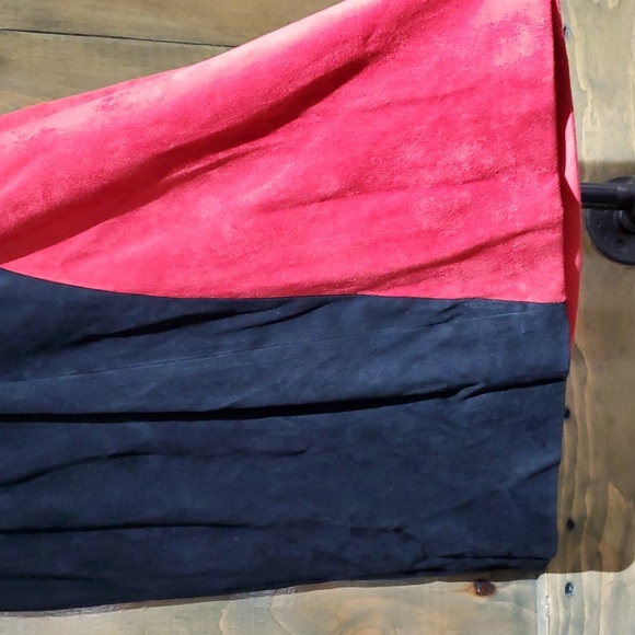 CK CALVIN KLEIN COLOR BLOCK RED BLACK SUEDE DRESS SIZE 2 - Picture 7 of 9